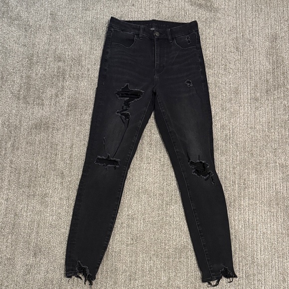 American Eagle Outfitters Black Distressed Skinny Jeans - Picture 1 of 4